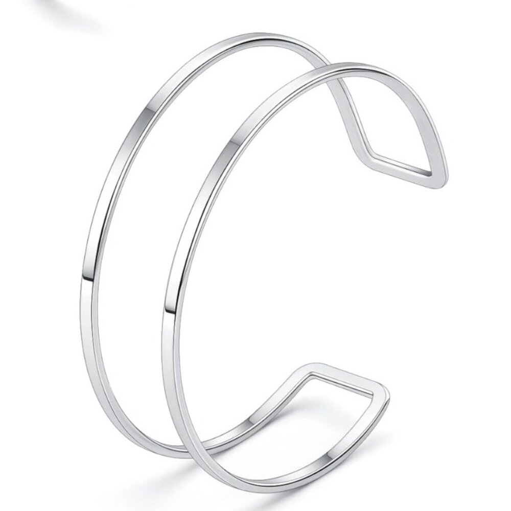 ADJUSTABLE SILVER UPPER-ARM CUFF BANGLE NWT - Picture 8 of 8